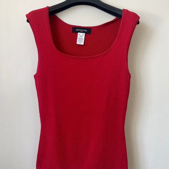 JNY Tomato Red Knit Tank Top - Picture 1 of 5